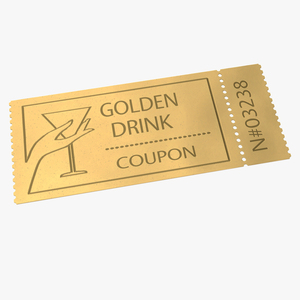 3D Drink Golden Coupon Ticket