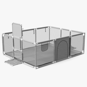 3D Grey Large Baby Playpen model