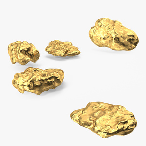 3D Metallic Gold Small Minerals model