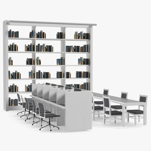 3D Library Furniture Set