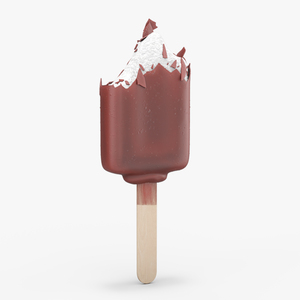 3D Half of Vanilla Ice Cream Bar Dipped in Melted Chocolate