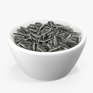 3D Striped Sunflower Seeds in a Bowl model