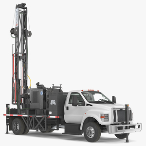 3D Working Mobile Drilling Rig on Truck