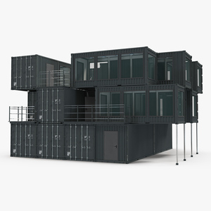 3D Container Office Building Black