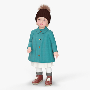 3D Toddler Girl Everyday Autumn Style Standing model