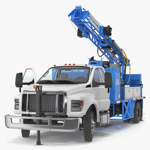 Mobile B-51 Drill Rig Truck Blue Rigged 3D model