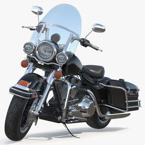 3D Road King Motorcycle Black Parked model