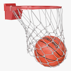 3D model Animated Spalding Basketball Falls Through the Net