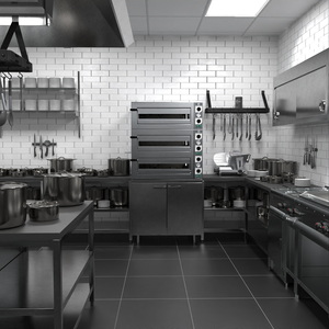 Restaurant Commercial Kitchen Lights On 3D model