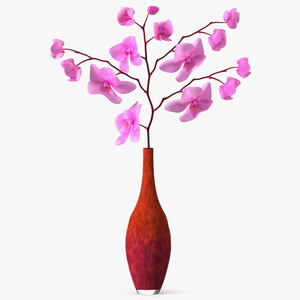 3D model Glass Vase with Pink Phalaenopsis Orchid