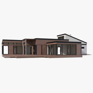 3D Modern Wooden House with Garage