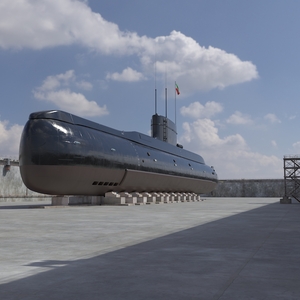 3D model Iranian Fateh Submarine in Dry Dock