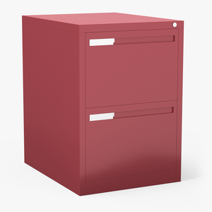 Filing Cabinet 2 Drawer Red 3D