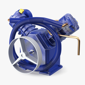 3D Cylinder Air Compressor Pump Blue model