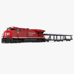 Locomotive Canadian Pacific with Autorack Car Transporter 3D