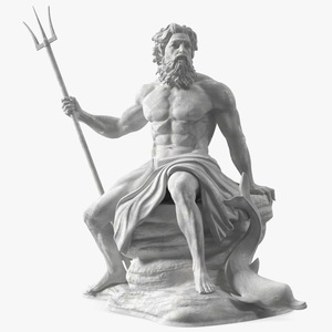 3D Antique Poseidon Marble Statue for 3D Print model