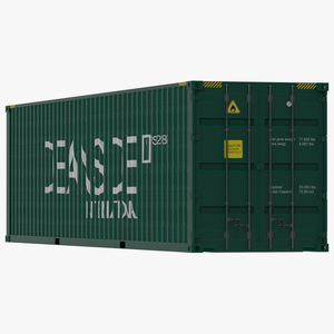 3D 40 ft High-Cube Container Green