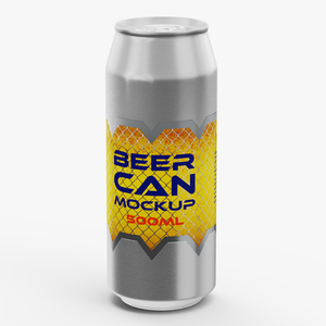 3D Beer Can Mockup 500ml