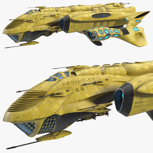 3D Concept Space Warship Yellow model