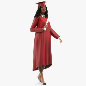 3D Light Skin Graduation Gown Woman Standing Pose