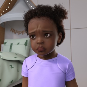 Black Toddler Girl Light Skin in Bodysuit Standing Fur 3D model