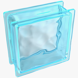 3D Blue Wave Glass Block