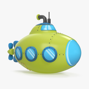 3D Cartoon Green Submarine model