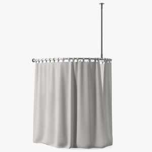 3D Fitting Room Curtain Closed White model