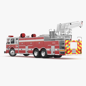 Rear Mount Ladder Fire Truck Rigged for Cinema 4D 3D model