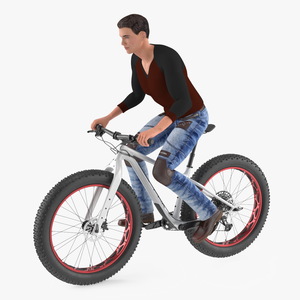 Cyclist on Trek Fat Bike 3D model