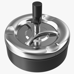 3D Round Push Down Ashtray with Spinning Tray Black model