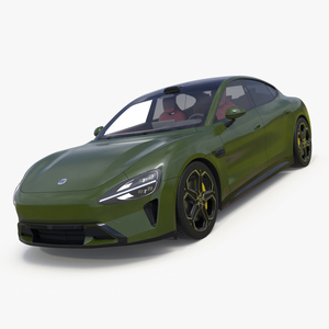 3D Xiaomi SU7 EV Sleek Car 2023 Verdant Green Simplified model