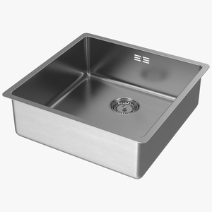 3D model Single Bowl Square Stainless Steel Inset Sink