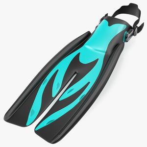 3D model Open Heel Split Fin Aqua Color