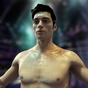 3D UFC MMA Fighter Wet with Sweat A-Pose Fur