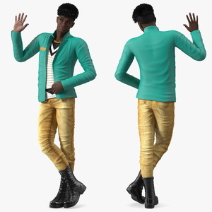 3D model Dark Skin Teenager Fashionable Style Standing Pose