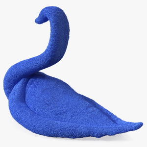 3D Designer Towel Blue Swan with Folded Wings Fur