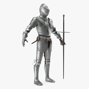 3D Polished Medieval Knight Plate Armor T-Pose model