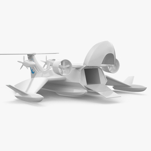 3D Flying Ship Concept White Color Rigged model