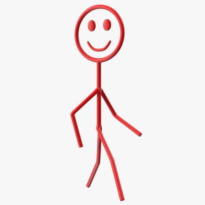 Walking Figure Stickman Red 3D