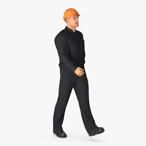 Worker With Hardhat Walking Pose 3D