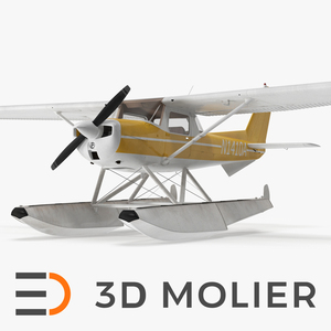 Cessna 150 Seaplane on Floats 3D model