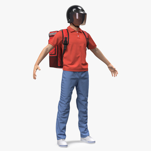 3D model Food Delivery Man wearing Helmet Neutral Pose