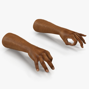 3D model African Man Hands 3 with Fur Pose 5