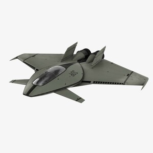 Futuristic Stealth Fighter Aircraft Rigged 3D