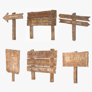 3D model Old Wooden Signpost Mockup Set