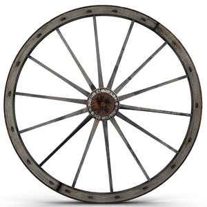 Old Wooden Wagon Wheel 3D