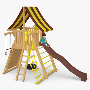 3D Toddler Girl on Slide