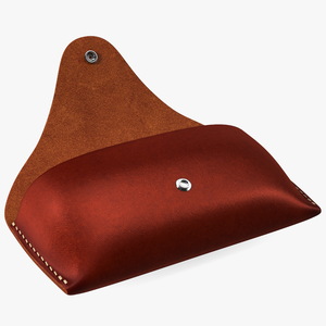 Leather Sunglasses Case Open Brown 3D model