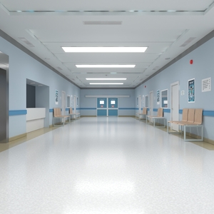 Hospital Hallway Corridor Corner 3D